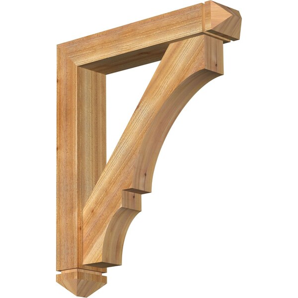 Ekena Millwork Balboa Arts and Crafts Rough Sawn Bracket w/ Offset Brace, Western Red Cedar, 6"W x 30"D x 36"H BKT0604X30X36BOA03RWR - main